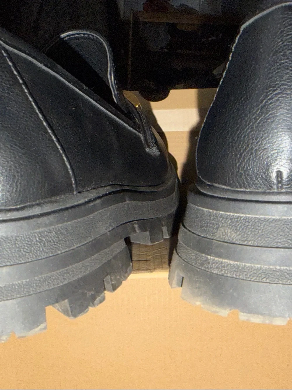 MIA Black Leather Loafers with Gold Chain Accents